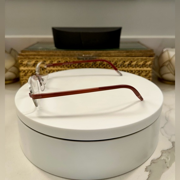 VTG Silhouette, Austria, Opaque Frosted Rose Floating Lens Rx Frames EUC w Case